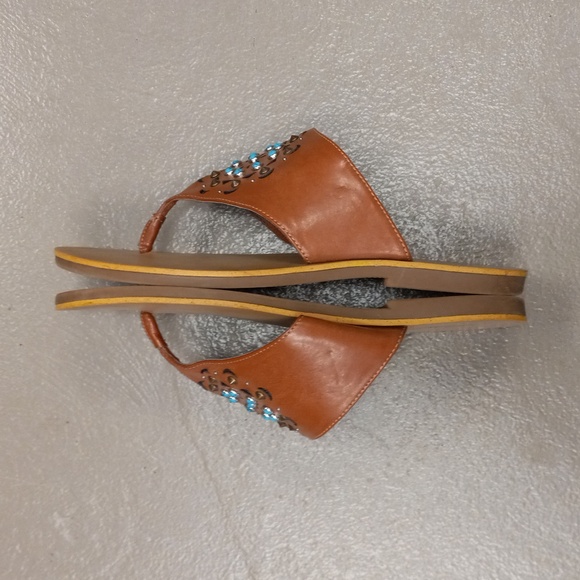 Lucky Brand Brown, Turquoise, and Tan Beaded Thong Sandals - Picture 9 of 11